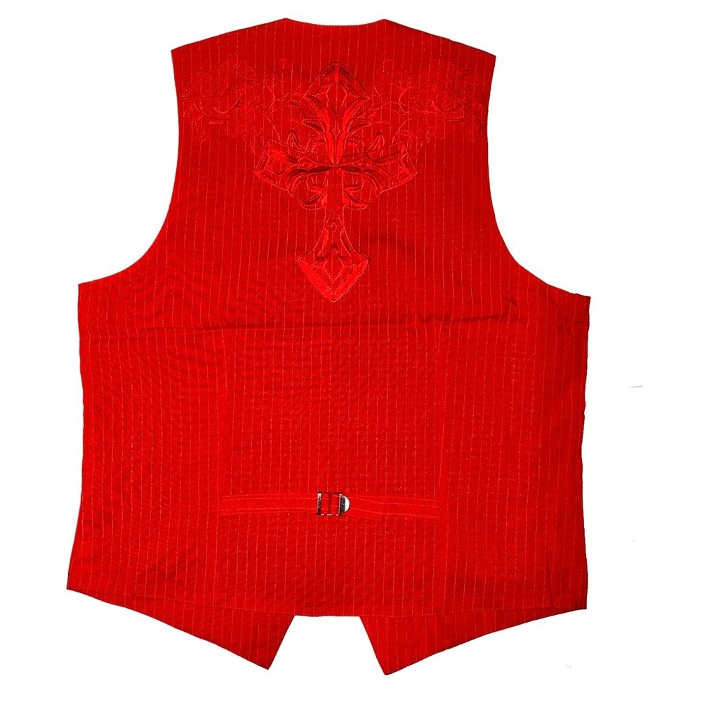 Franky Max - Men’s Casual Vest Embroidered Front & Back Size M Red  